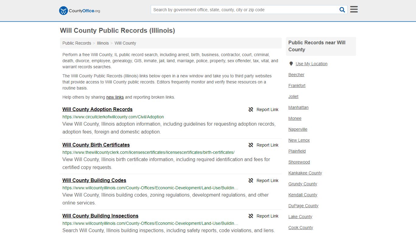 Public Records - Will County, IL (Business, Criminal, GIS, Property ...